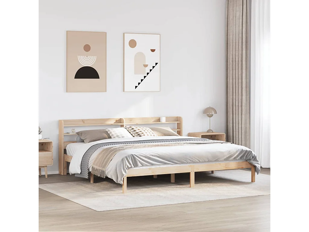 Estructura de cama sin colchón madera maciza de pino 180x200 cm