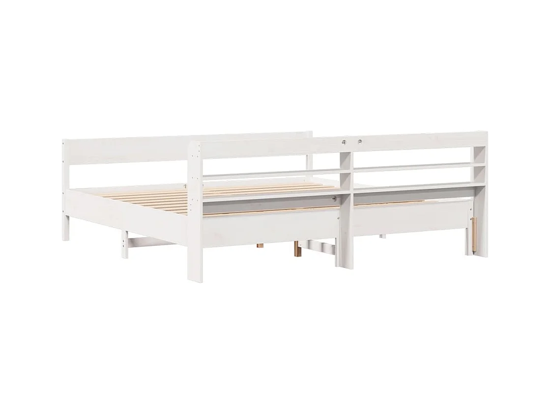 Cadre de lit sans matelas blanc 200x200 cm bois massif de pin
