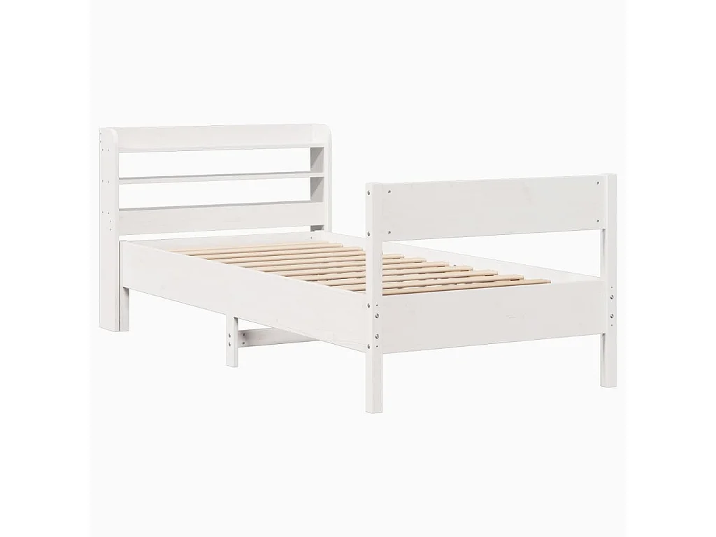 Cama sem colchão 100x200 cm madeira de pinho maciça branco