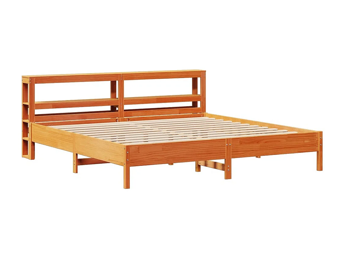 Cama sem colchão 200x200 cm pinho maciço castanho-mel