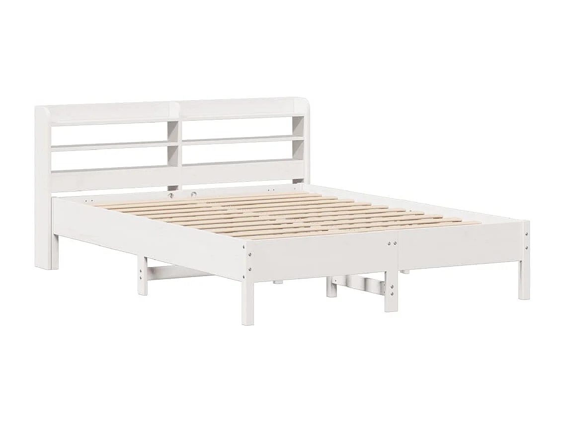 Cadre de lit sans matelas blanc 135x190 cm bois de pin massif