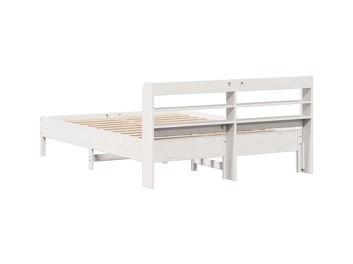Cadre de lit sans matelas blanc 135x190 cm bois de pin massif