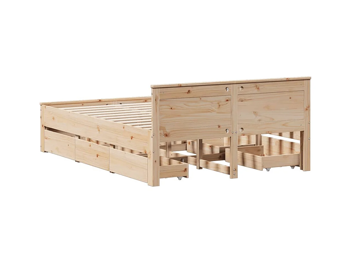 Cadre de lit sans matelas avec tête de lit blanc 150x200 cm pin