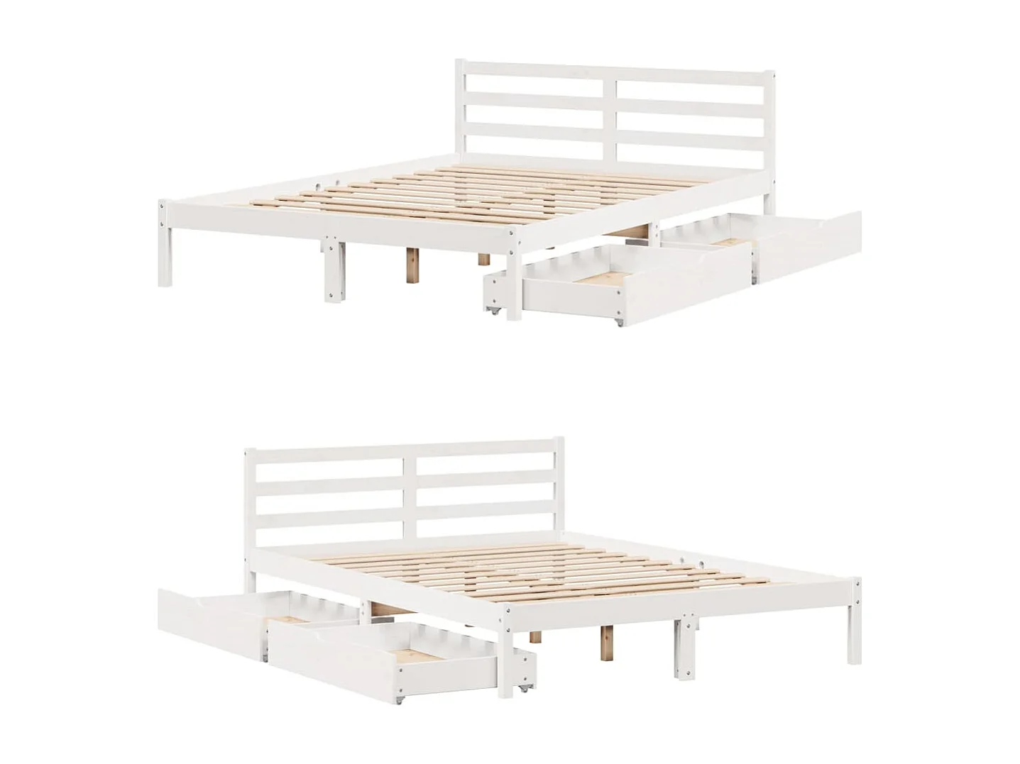 Estructura de cama sin colchón madera de pino blanca 140x190 cm
