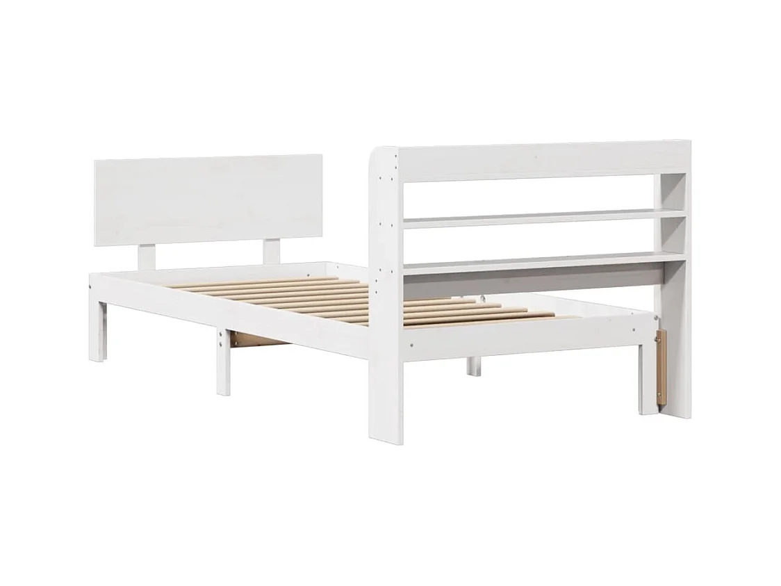 Estructura de cama con cabecero madera de pino blanca 90x200 cm