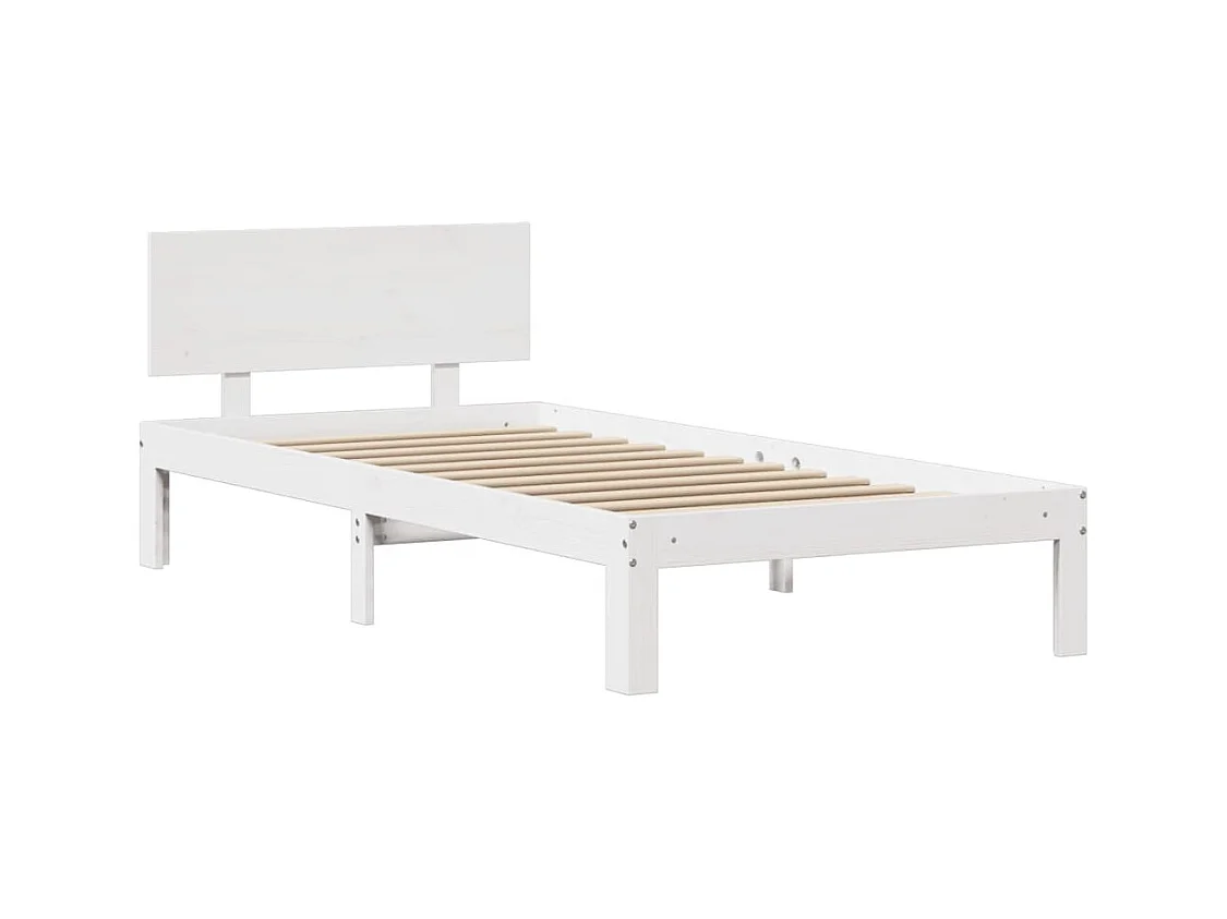 Estrutura de cama com cabeceira 90x200 cm pinho maciço branco