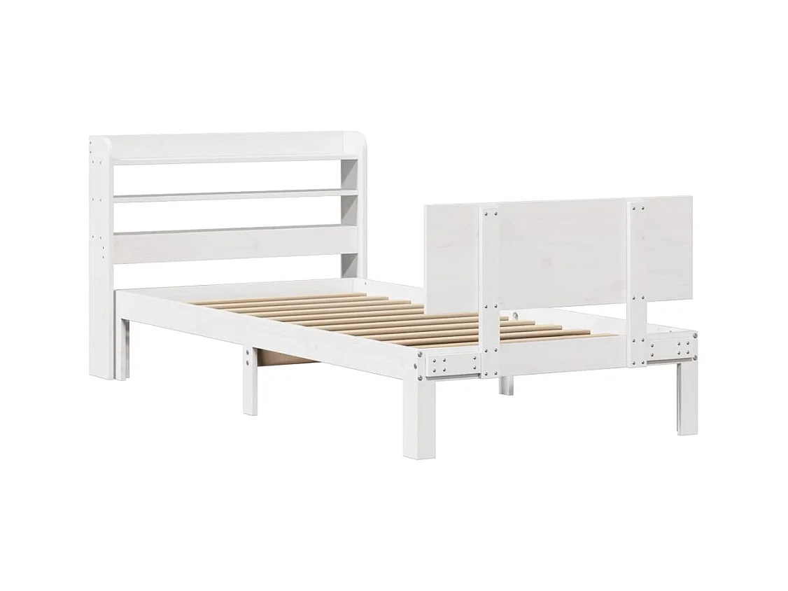 Estrutura de cama com cabeceira 90x200 cm pinho maciço branco