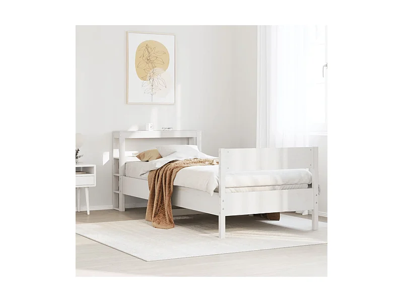 Cadre de lit sans matelas blanc 75x190 cm bois de pin massif