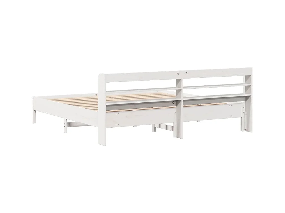 Cama sem colchão 200x200 cm madeira de pinho maciça branco