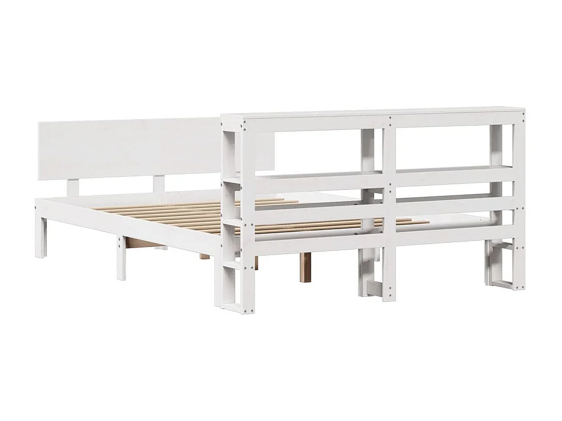 Estructura de cama con cabecero madera de pino blanco 150x200cm