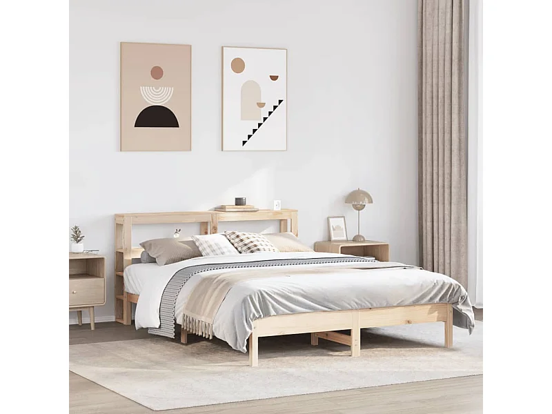 Estructura de cama sin colchón madera maciza de pino 160x200 cm