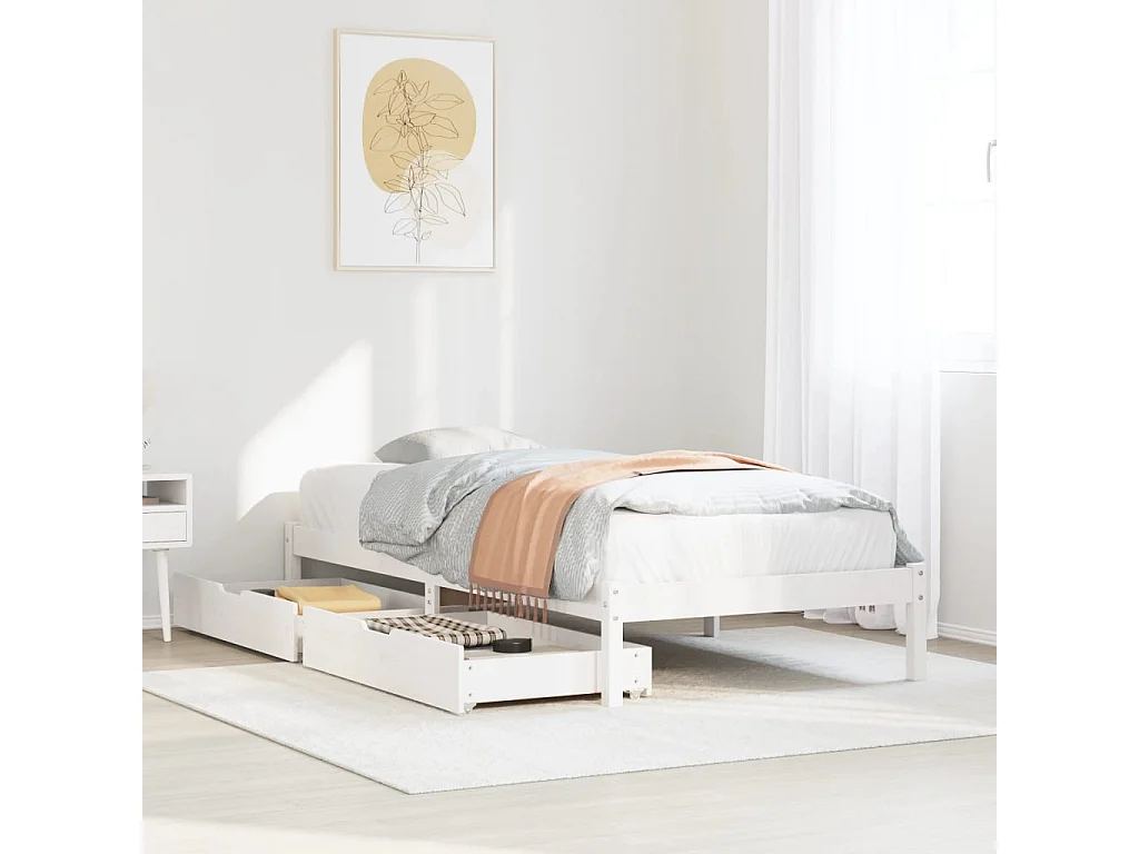 Cadre de lit sans matelas blanc 100x200 cm bois de pin massif