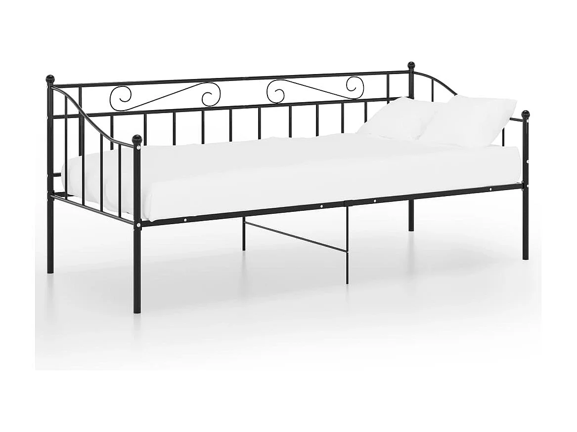Estructura de sofá cama de metal negro 90x200 cm