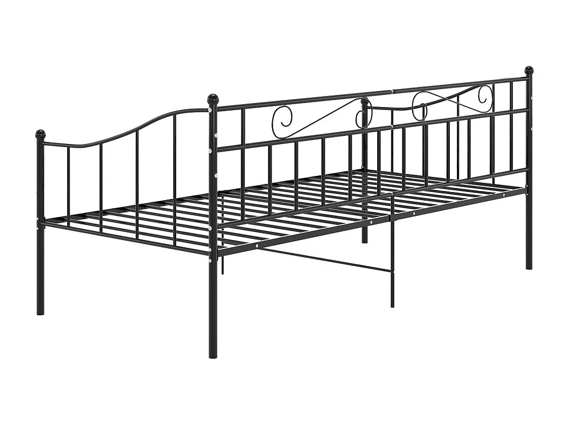 Estructura de sofá cama de metal negro 90x200 cm