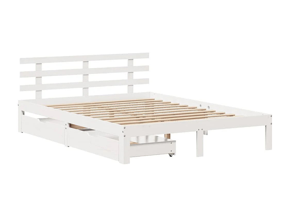 Estrutura de cama c/ gavetas 120x200 cm pinho maciço branco