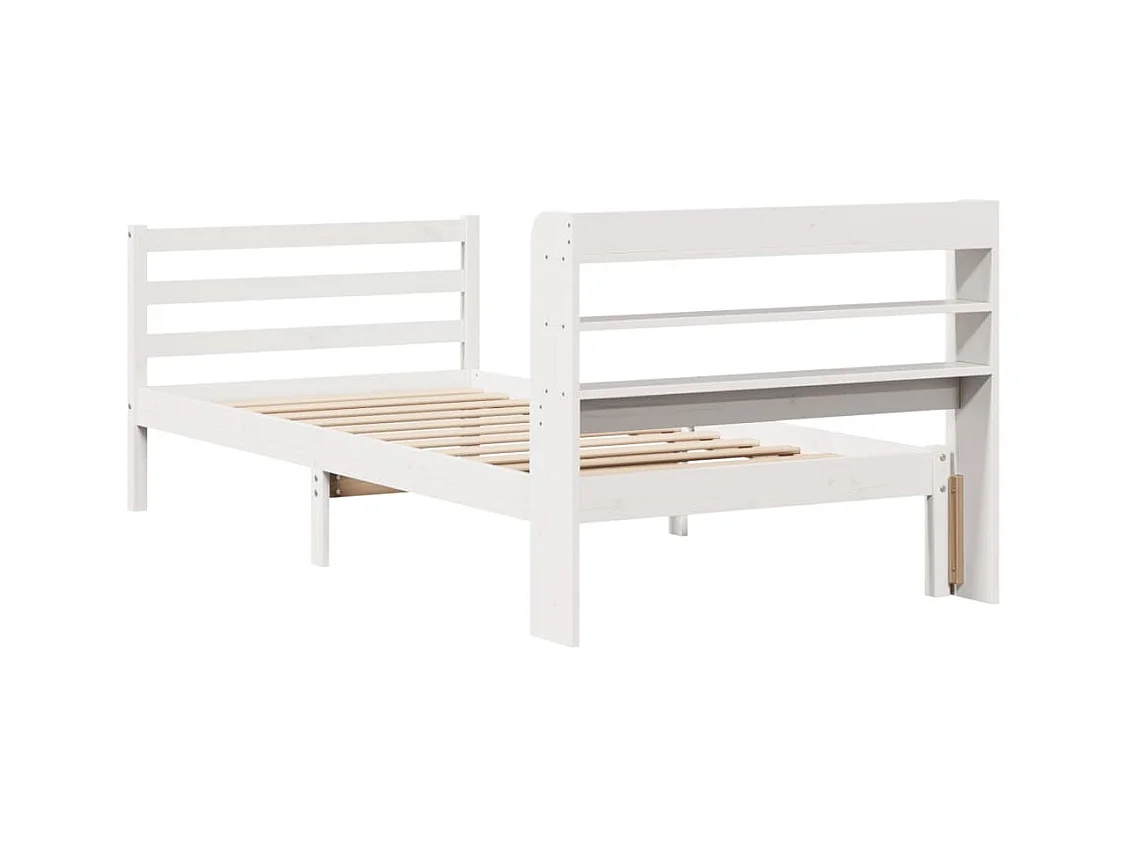 Cadre de lit avec tête de lit blanc 90x190cm bois de pin massif