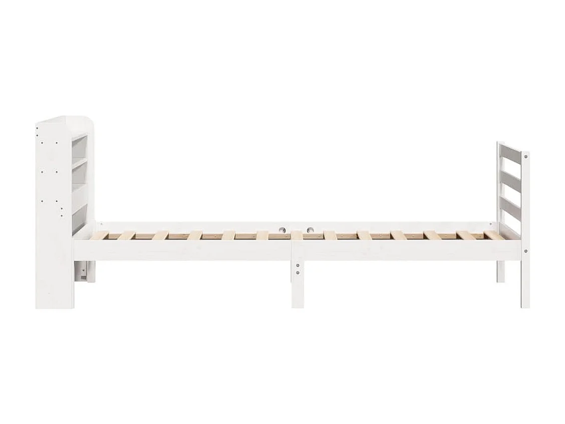 Estrutura de cama com cabeceira 90x190 cm pinho maciço branco