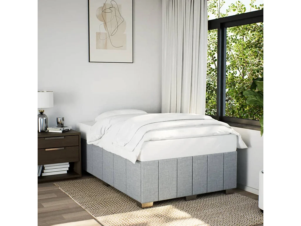 Cadre de lit gris clair 120x190 cm tissu