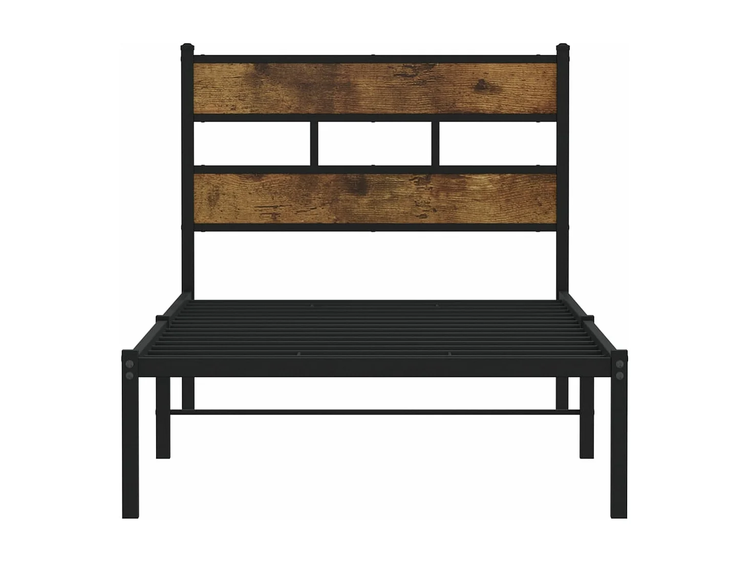 Estrutura de cama sem colchão 100x190 cm metal carvalho fumado