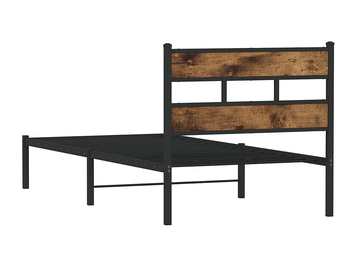Estrutura de cama sem colchão 100x190 cm metal carvalho fumado