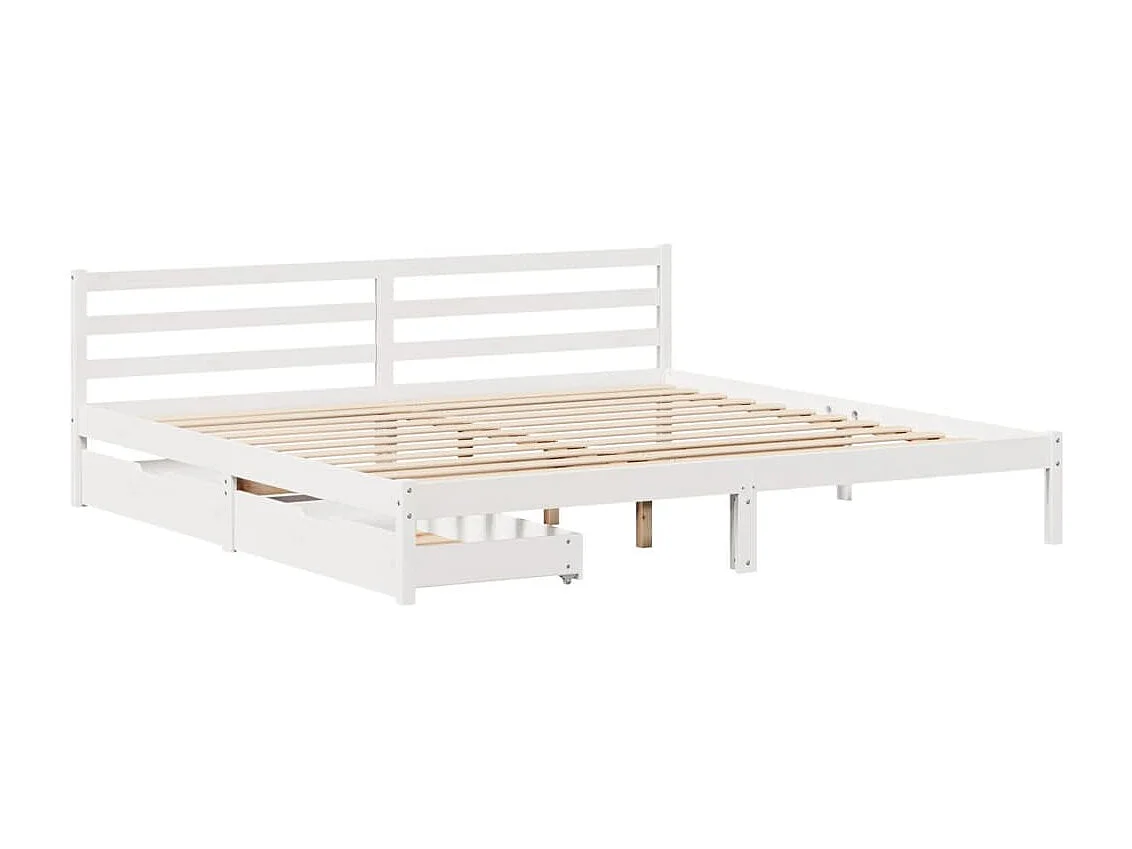 Cadre de lit sans matelas blanc 180x200 cm bois massif de pin