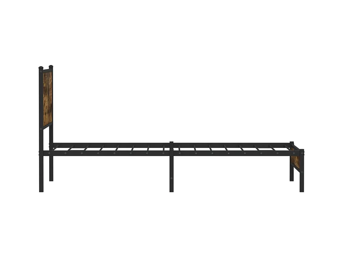 Cadre de lit en métal sans matelas chêne fumé 100x200 cm