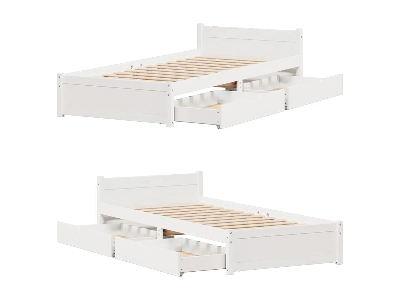Cadre de lit sans matelas blanc 90x190 cm bois de pin massif
