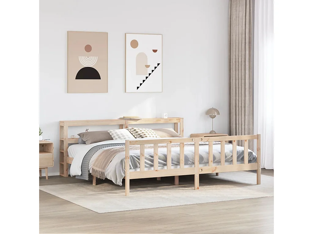 Cadre de lit sans matelas 200x200 cm bois massif de pin