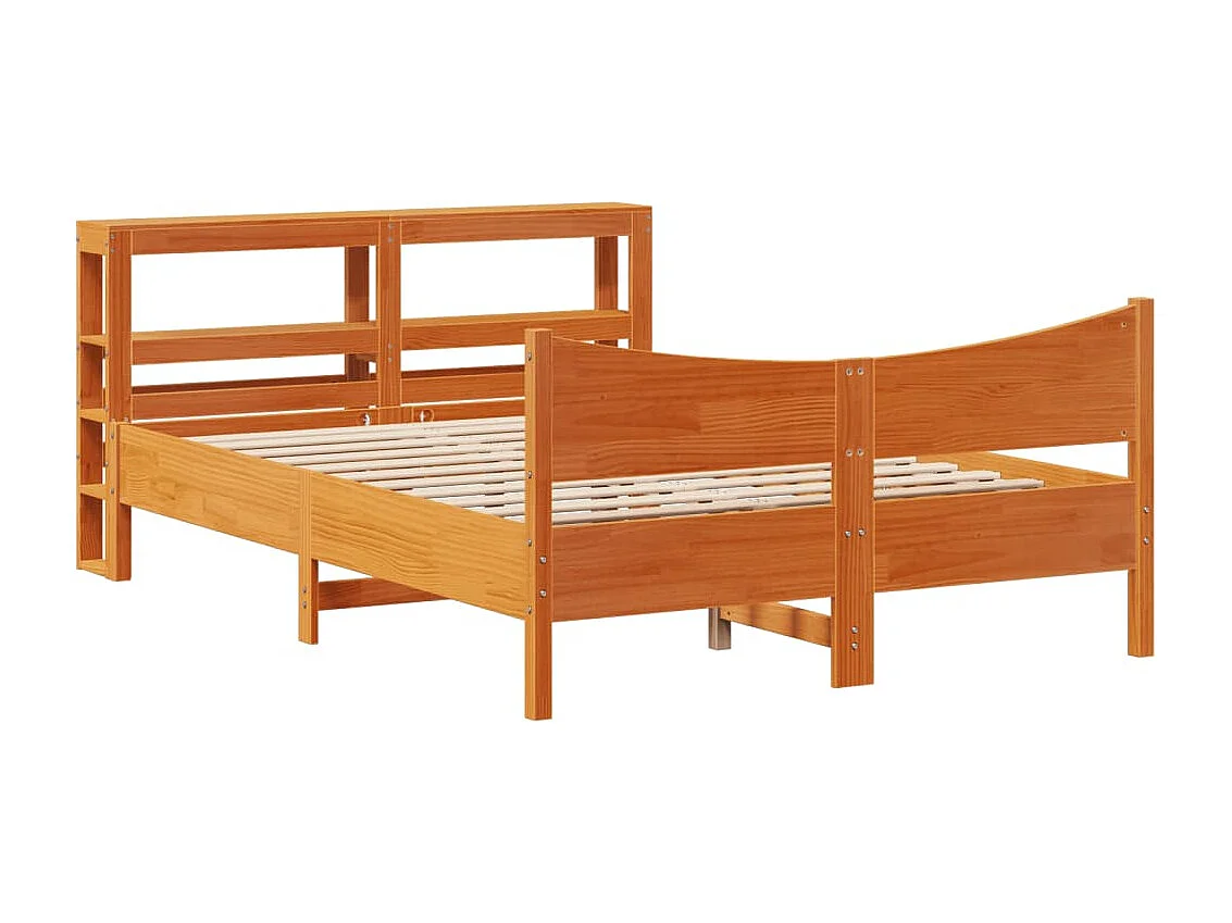 Cadre de lit et tête de lit cire marron 135x190 cm bois de pin