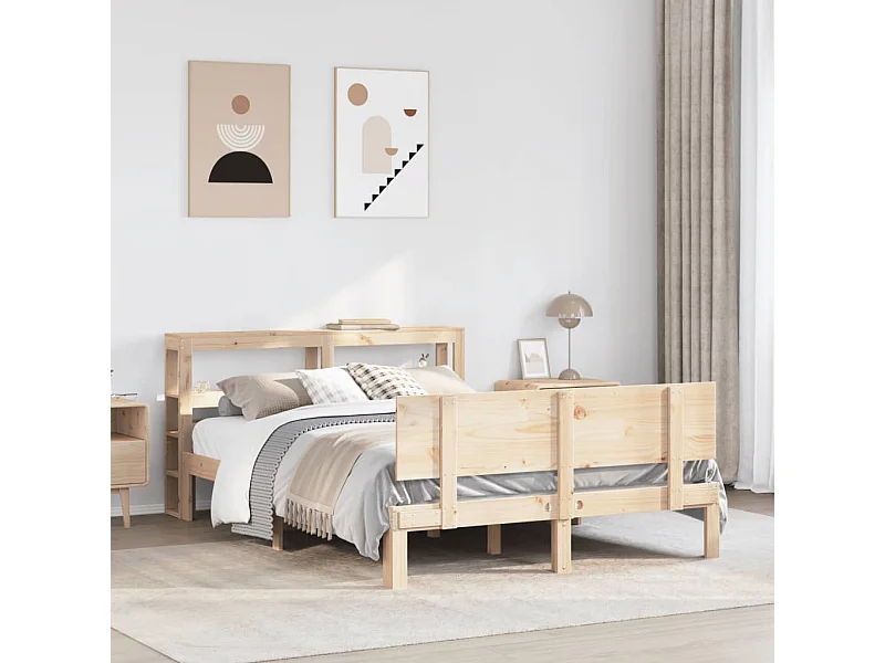 Estrutura cama c/ cabeceira 120x190 cm pinho maciço