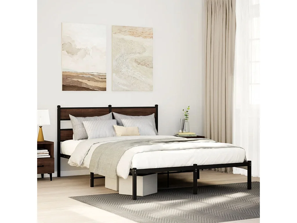 Cama sem colchão com cabeceira 140x190 cm carvalho castanho