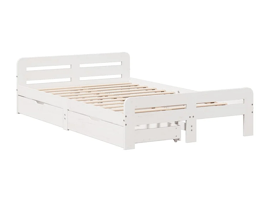 Cama sem colchão 120x190 cm madeira de pinho maciça branco