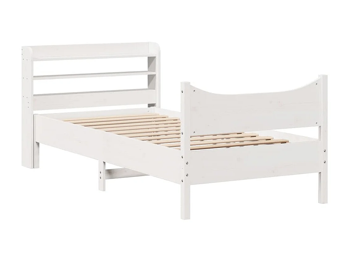 Estructura de cama con cabecero madera de pino blanca 90x200 cm