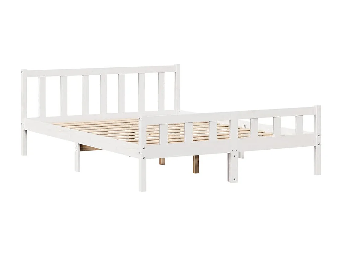 Cama sem colchão 160x200 cm madeira de pinho maciça branco