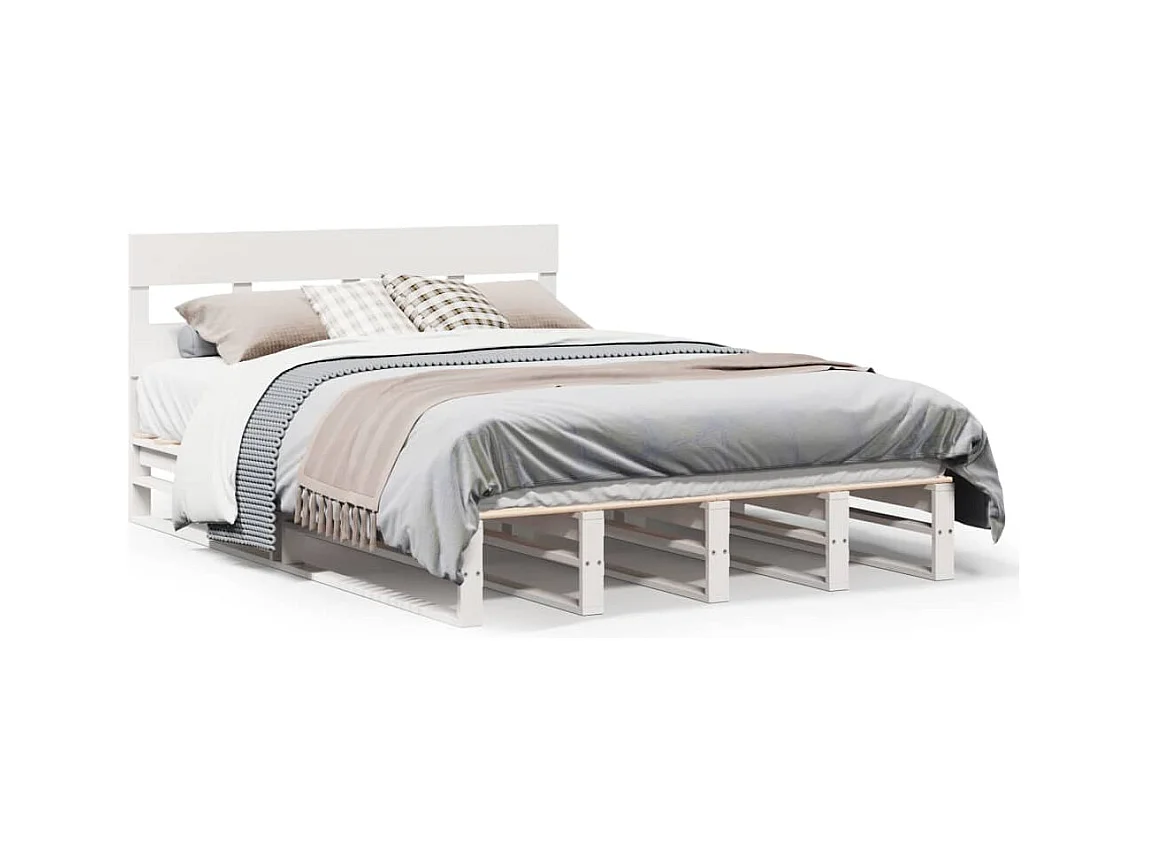 Cadre de lit sans matelas blanc 140x200 cm bois de pin massif