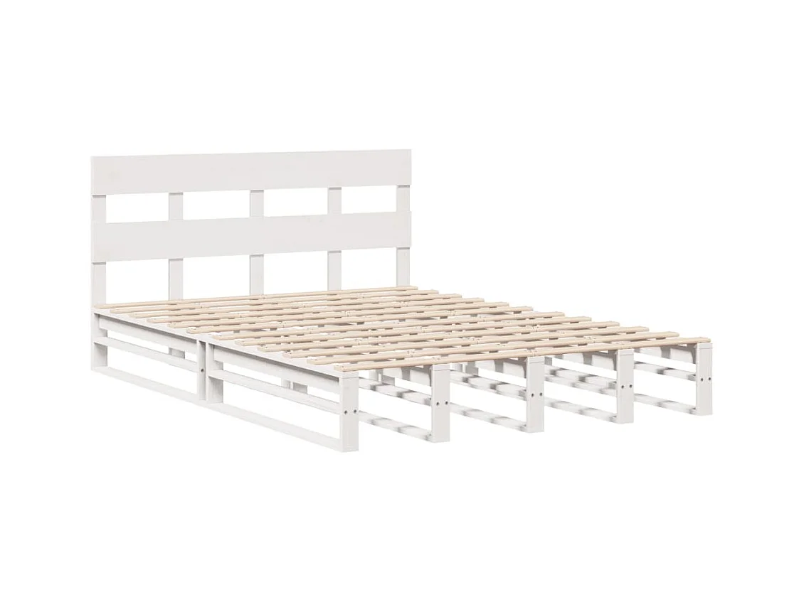Cadre de lit sans matelas blanc 140x200 cm bois de pin massif