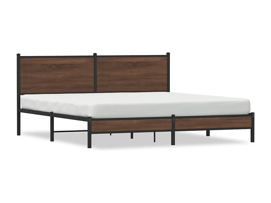Estructura de cama sin colchón metal roble marrón 183x213 cm