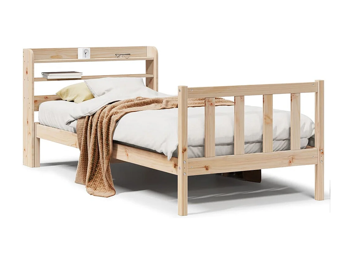 Estructura de cama sin colchón madera maciza de pino 90x190 cm