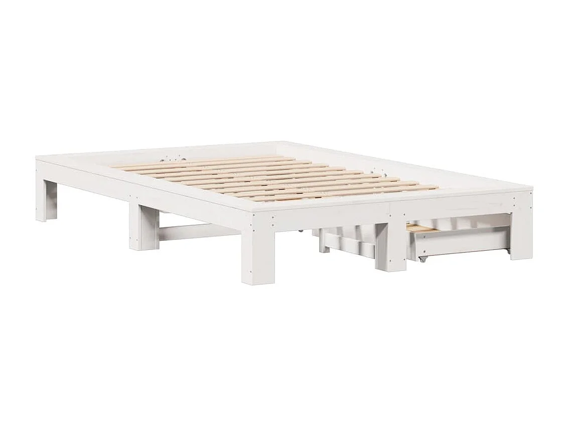 Estructura de cama sin colchón madera maciza blanca 120x190 cm