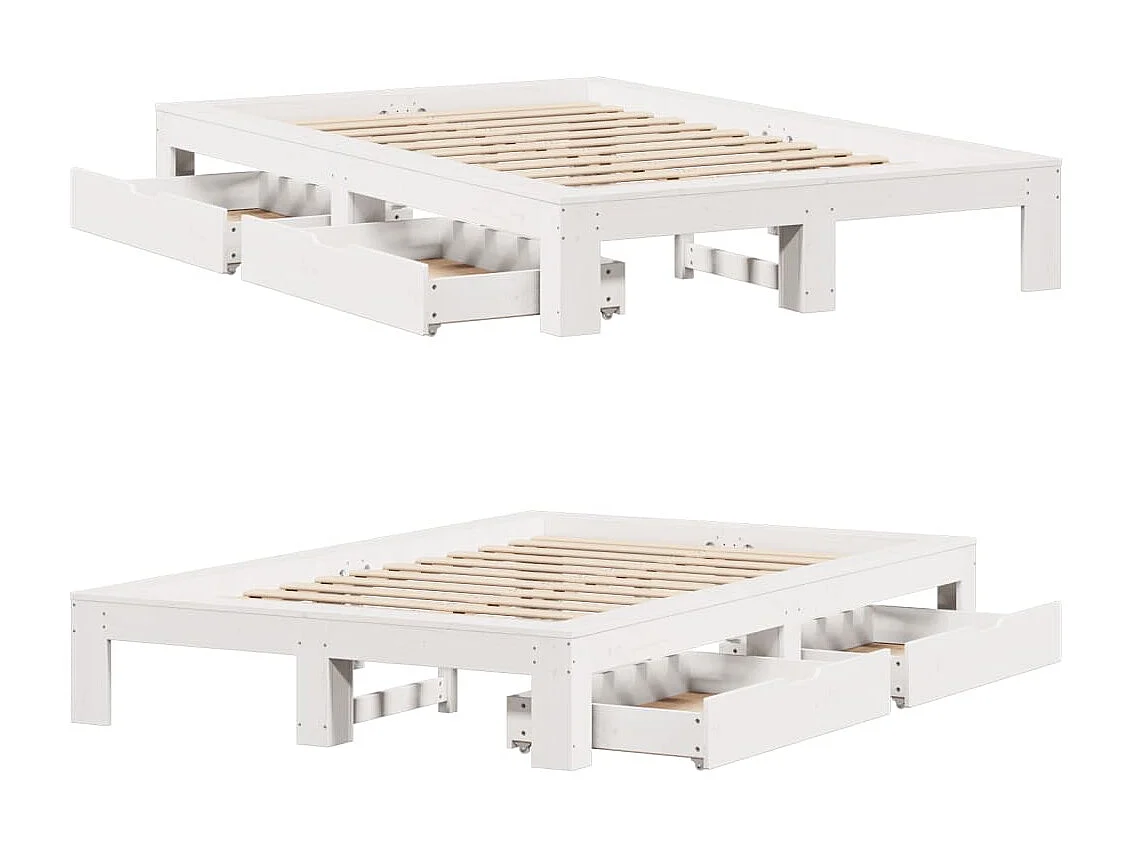 Estructura de cama sin colchón madera maciza blanca 120x190 cm