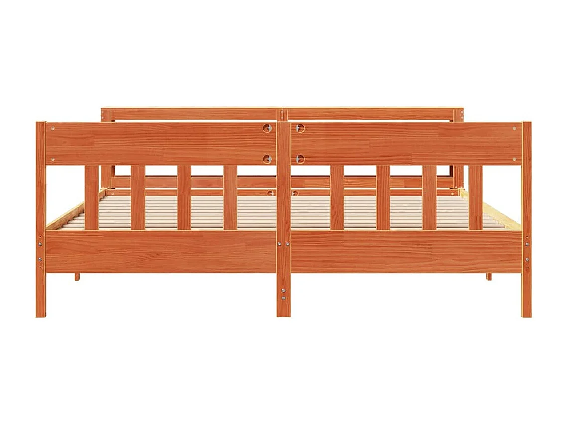 Cama sin colchón madera maciza de pino marrón cera 200x200 cm