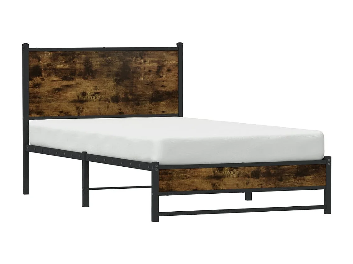Estructura de cama sin colchón metal roble ahumado 100x190 cm
