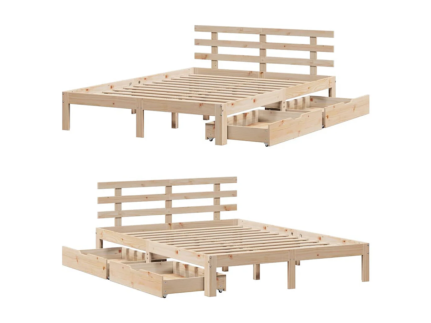 Estrutura de cama c/ gavetas 140x190 cm madeira de pinho maciça