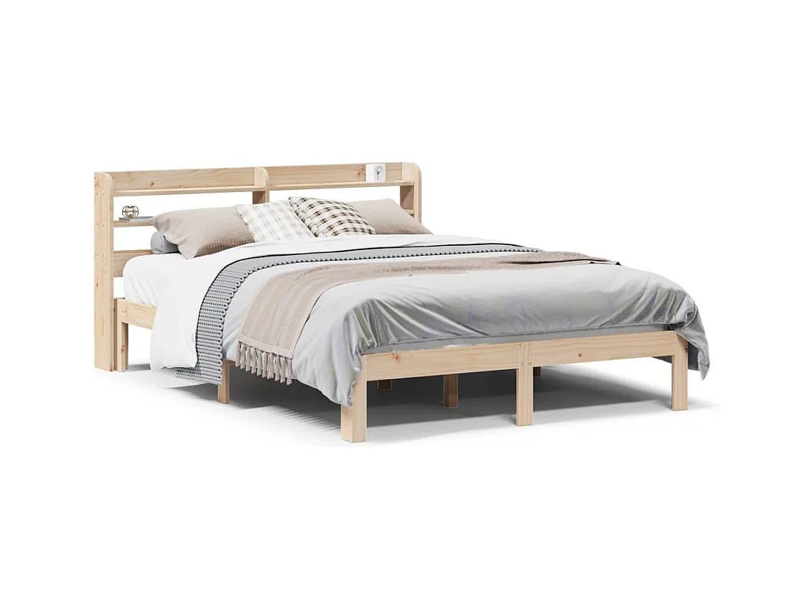 Estructura de cama con cabecero madera maciza pino 160x200 cm