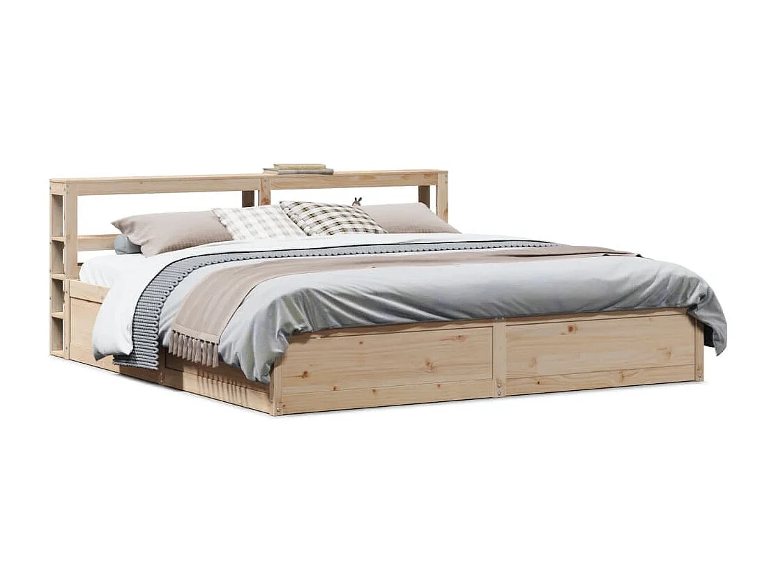 Estrutura de cama com cabeceira 180x200 cm pinho maciço