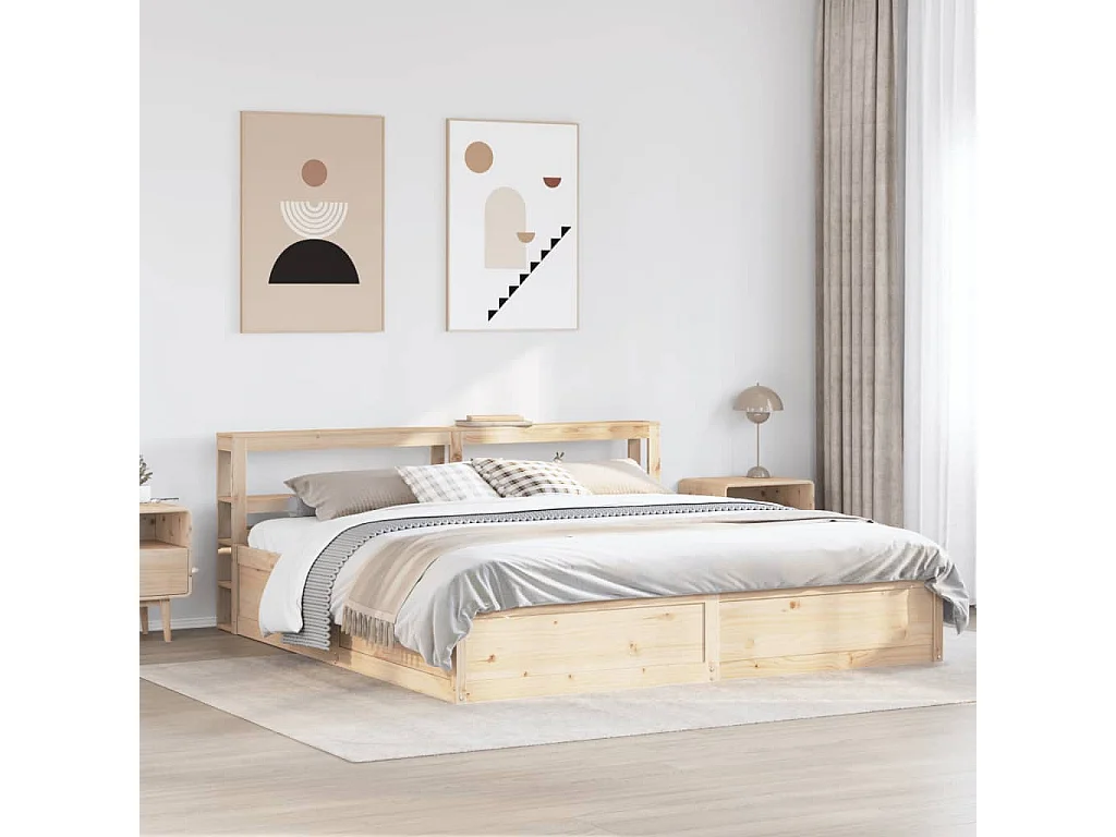 Estrutura de cama com cabeceira 180x200 cm pinho maciço