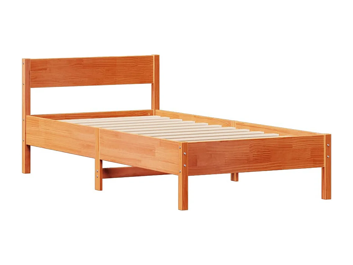 Estructura de cama sin colchón madera de pino marrón 90x200 cm