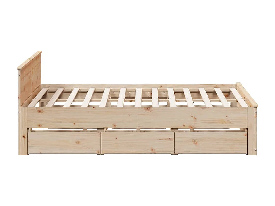 Cama sin colchón con cabecero madera maciza de pino 180x200 cm