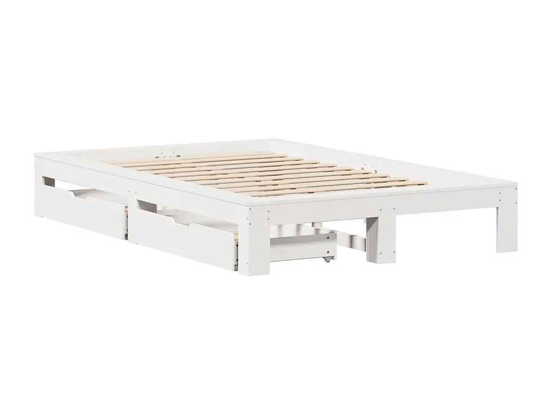 Cama sem colchão 135x190 cm madeira de pinho maciça branco