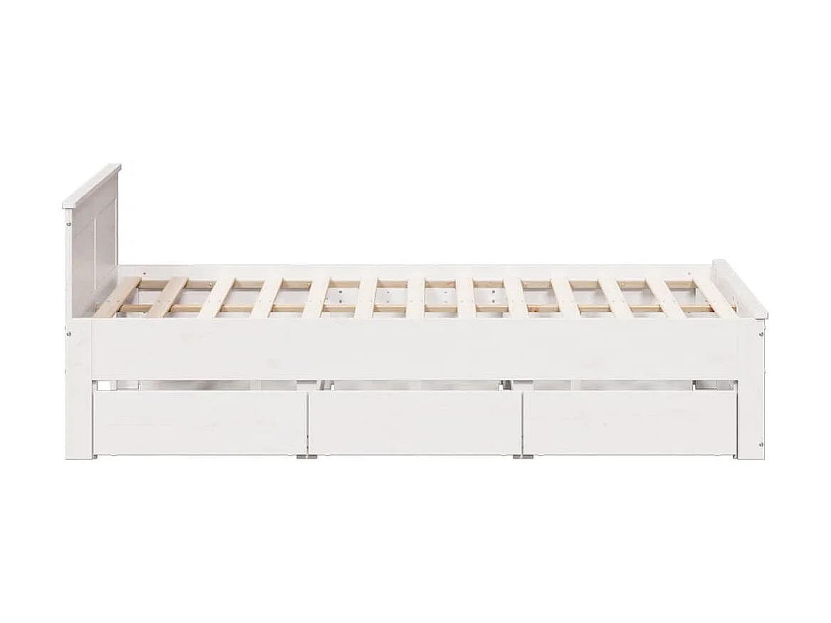 Cama sem colchão com cabeceira 150x200 cm pinho maciço branco
